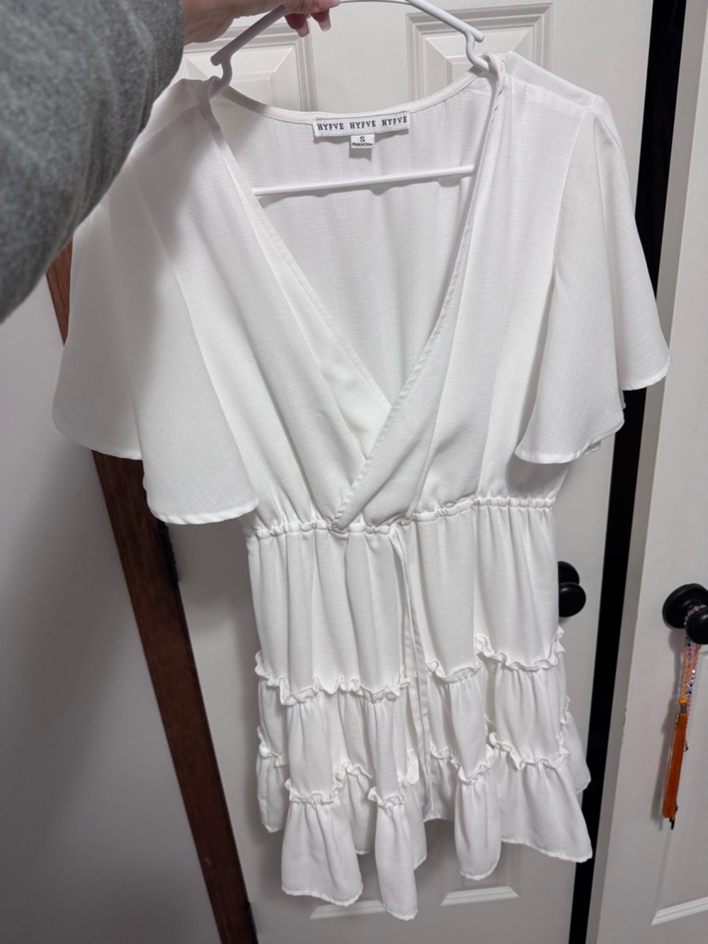 HYFVE White V-Neck Lightweight Dress